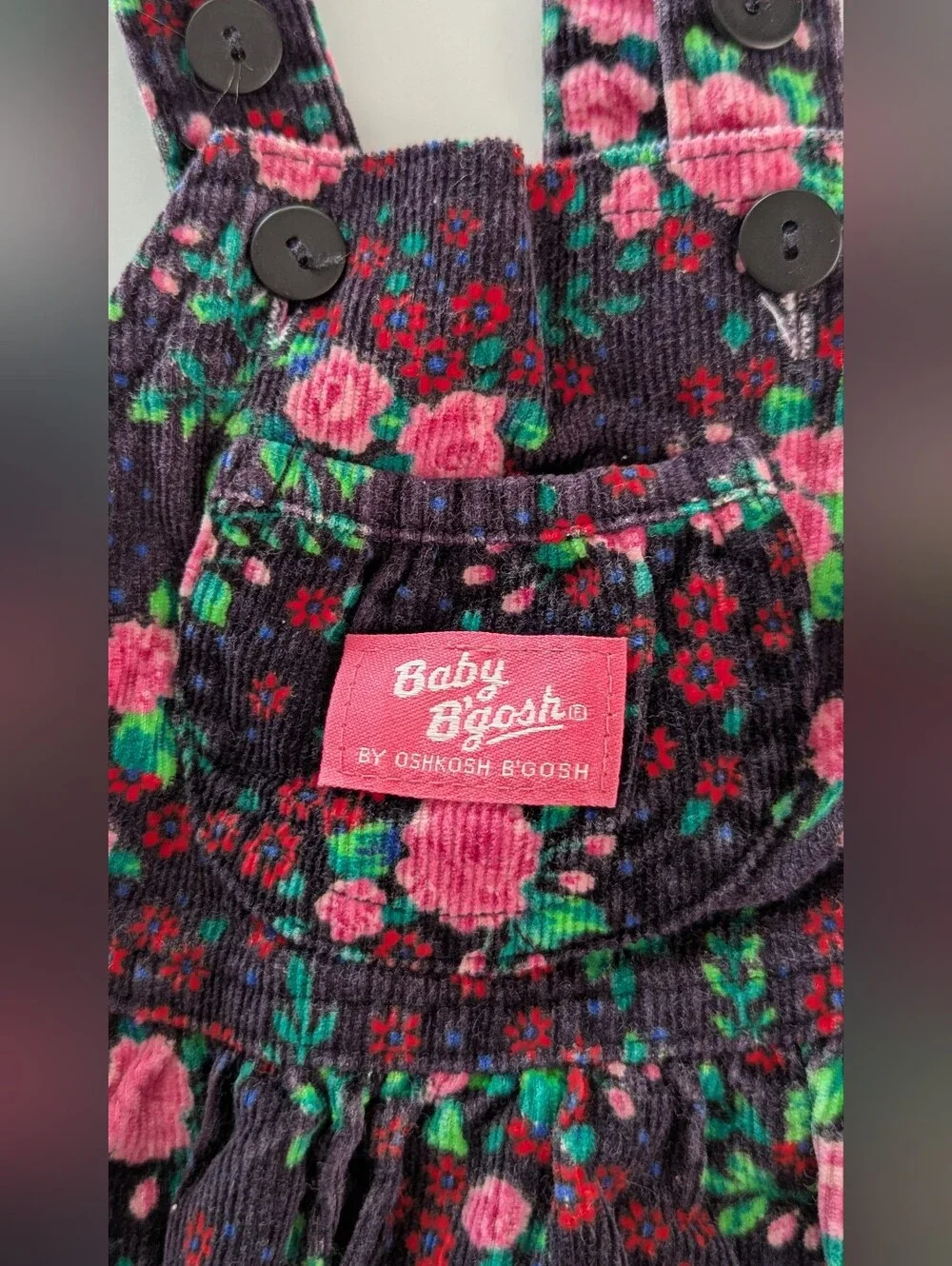 Baby B'gosh Floral Corduroy Pinafore Dress 12m